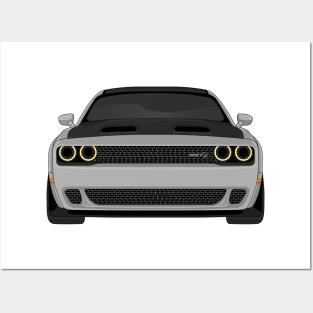 DODGE HELLCAT FRONT GREY Posters and Art